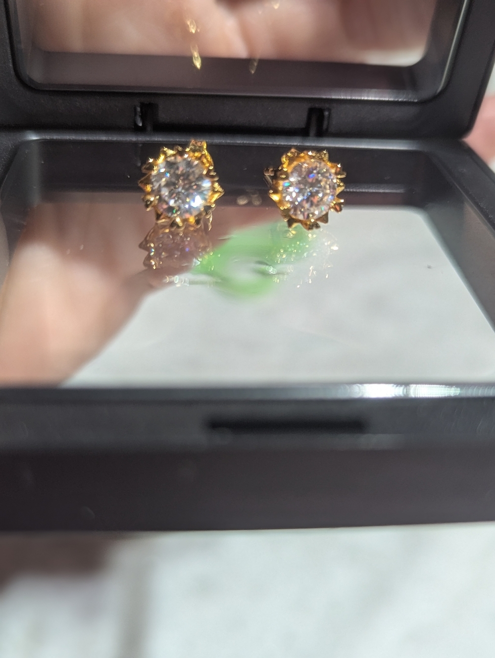 2Ct Moissanite Stud Earrings Gold Tone Round Brilliant GRA Cert New